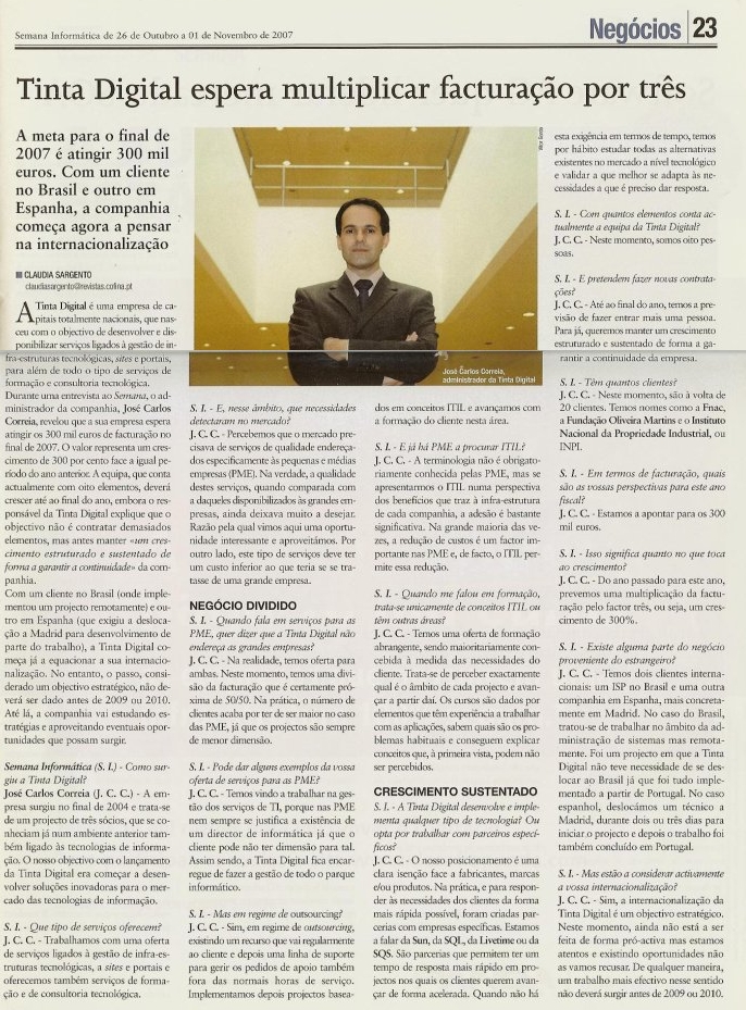 Artigo Semana Informática - Outubro 2007